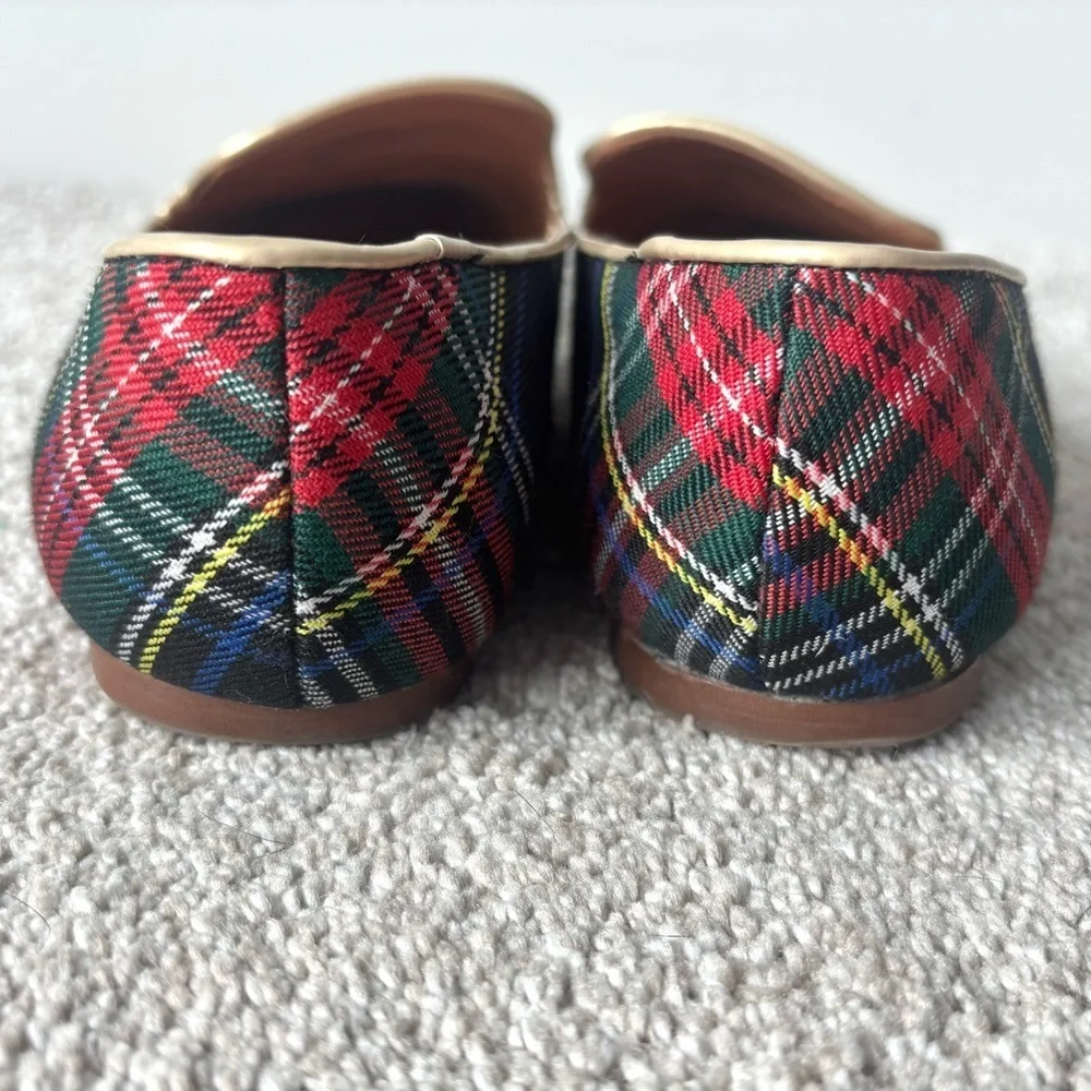 J. Crew Stewart Smoking Loafer Tartan Plaid Red Green Slip On Holiday Preppy